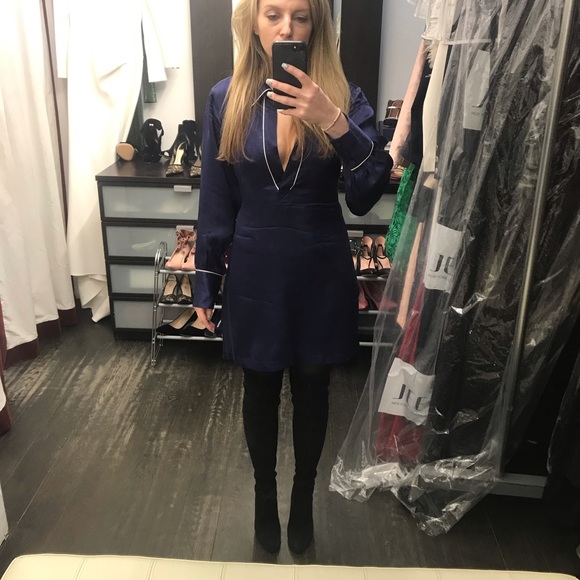 Navy Satin Dress - Picture 3 of 4